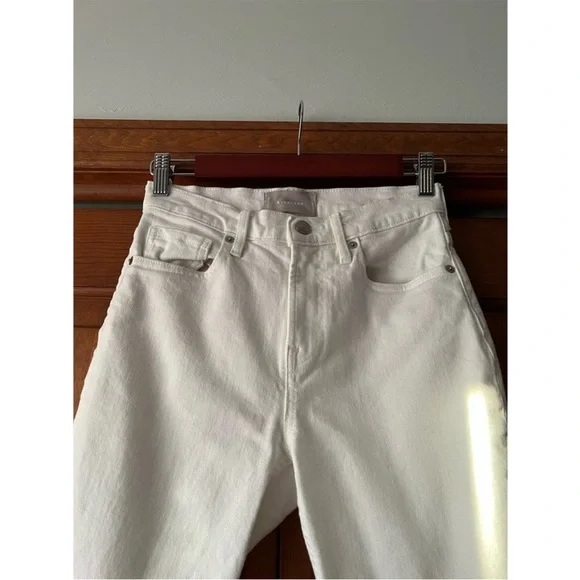 Everlane Women's High Rise Kick Crop Jeans Raw Hem Denim White Size 25R - Picture 5 of 11